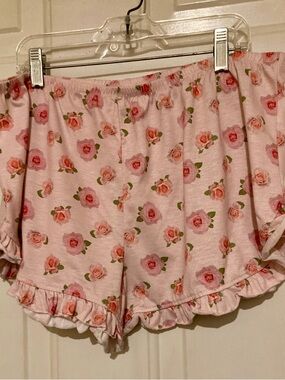 Women's Pink Floral Ruffle Sleep Shorts